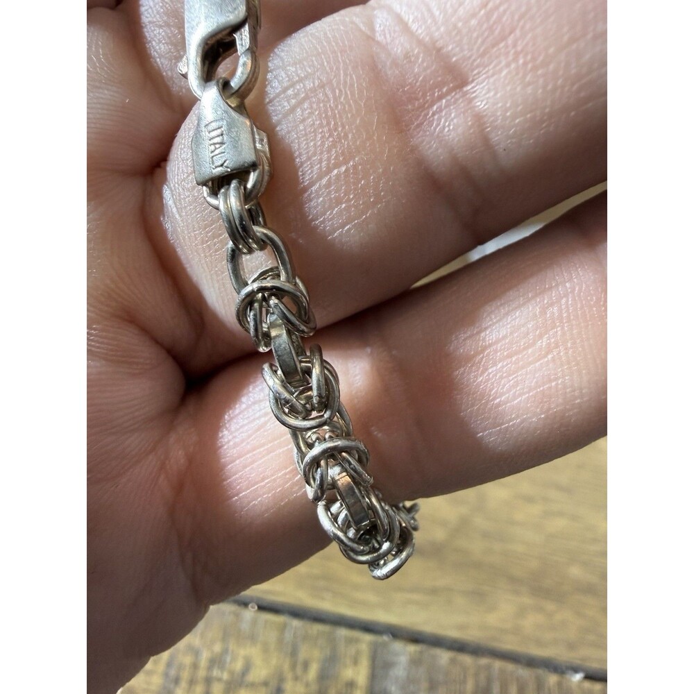 5mm Sterling Silver 8" Byzantine Bracelet Solid Marked 925 Italy